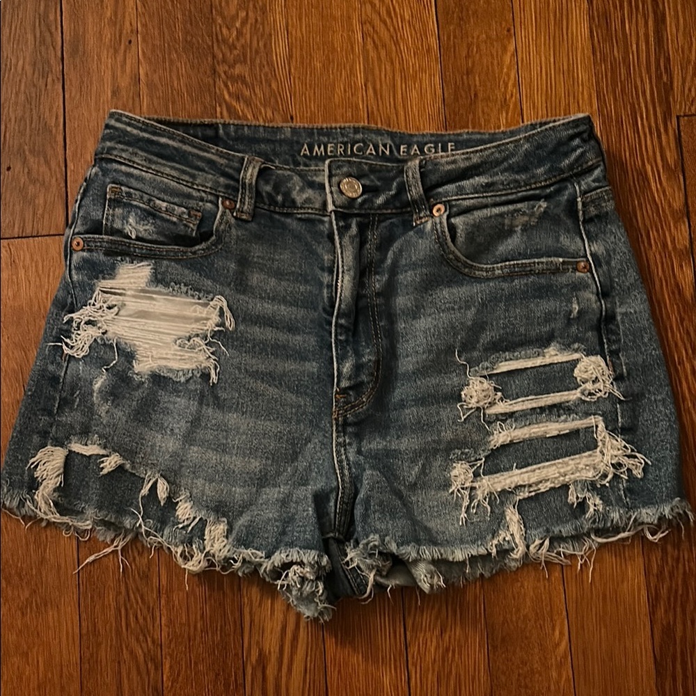 American Eagle Outfitters Distressed Denim Shorts - Blue